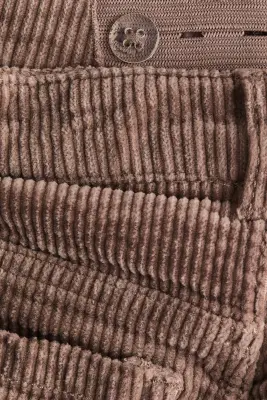 Pantalon large en velours de coton côtelé - Taupe — photo 2
