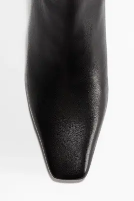 Bottines à talon en cuir - Noir — photo 2