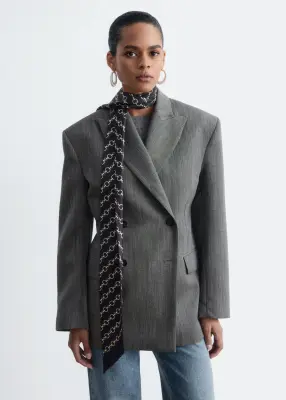 Blazer ajusté en laine - Gris — photo 1