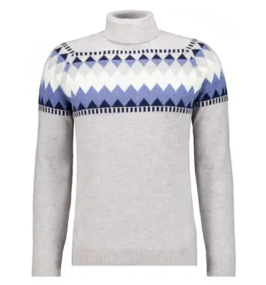 RAGMAN PULL LAINE COL ROULE GRANDE LONGUEUR Gris imprimé — photo 2