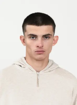 Hooded T-Shirt in Heather Beige Cotton & Elastane — photo 3