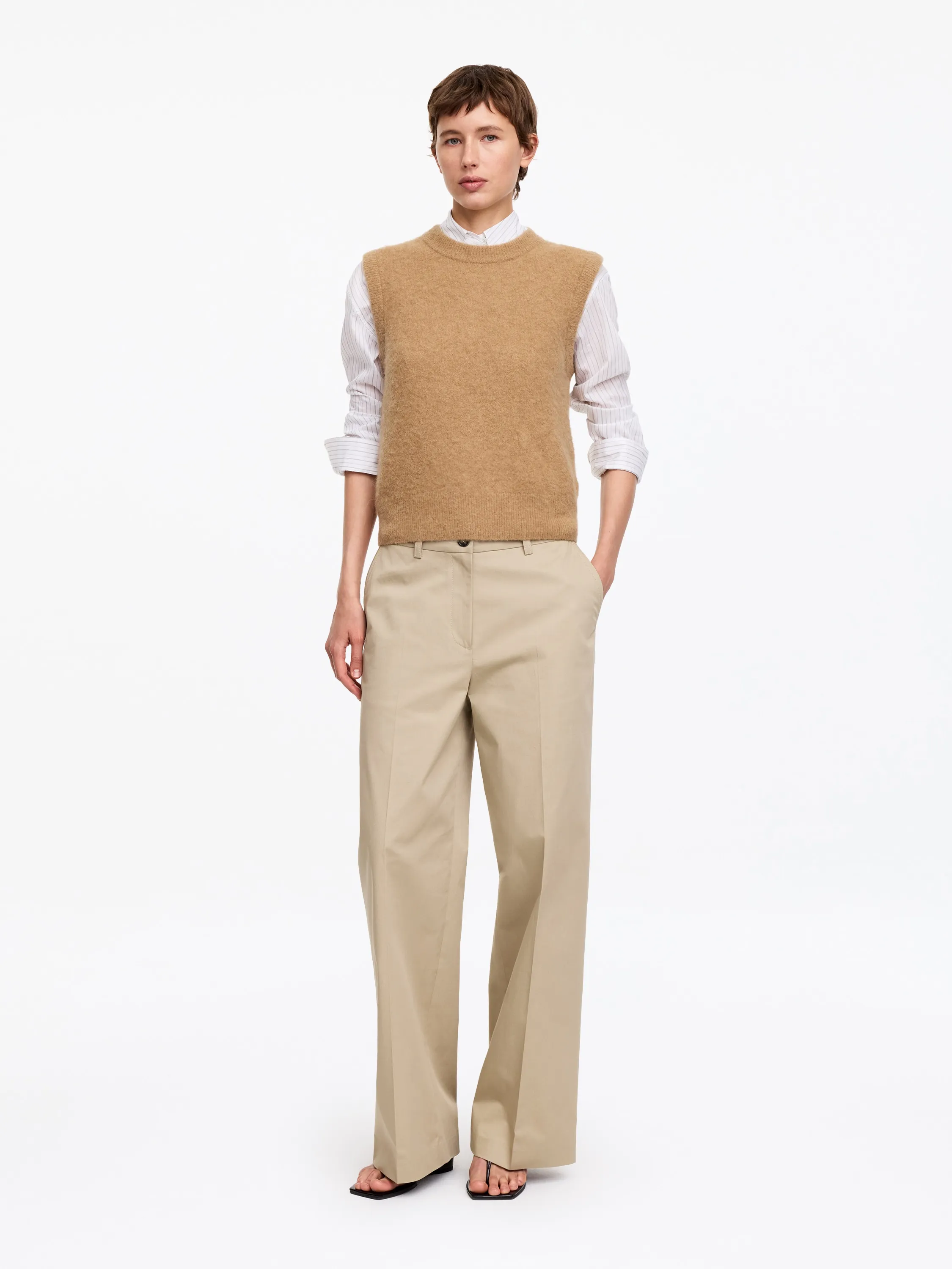 Gilet en mélange de laine et d'alpaga - Beige foncé