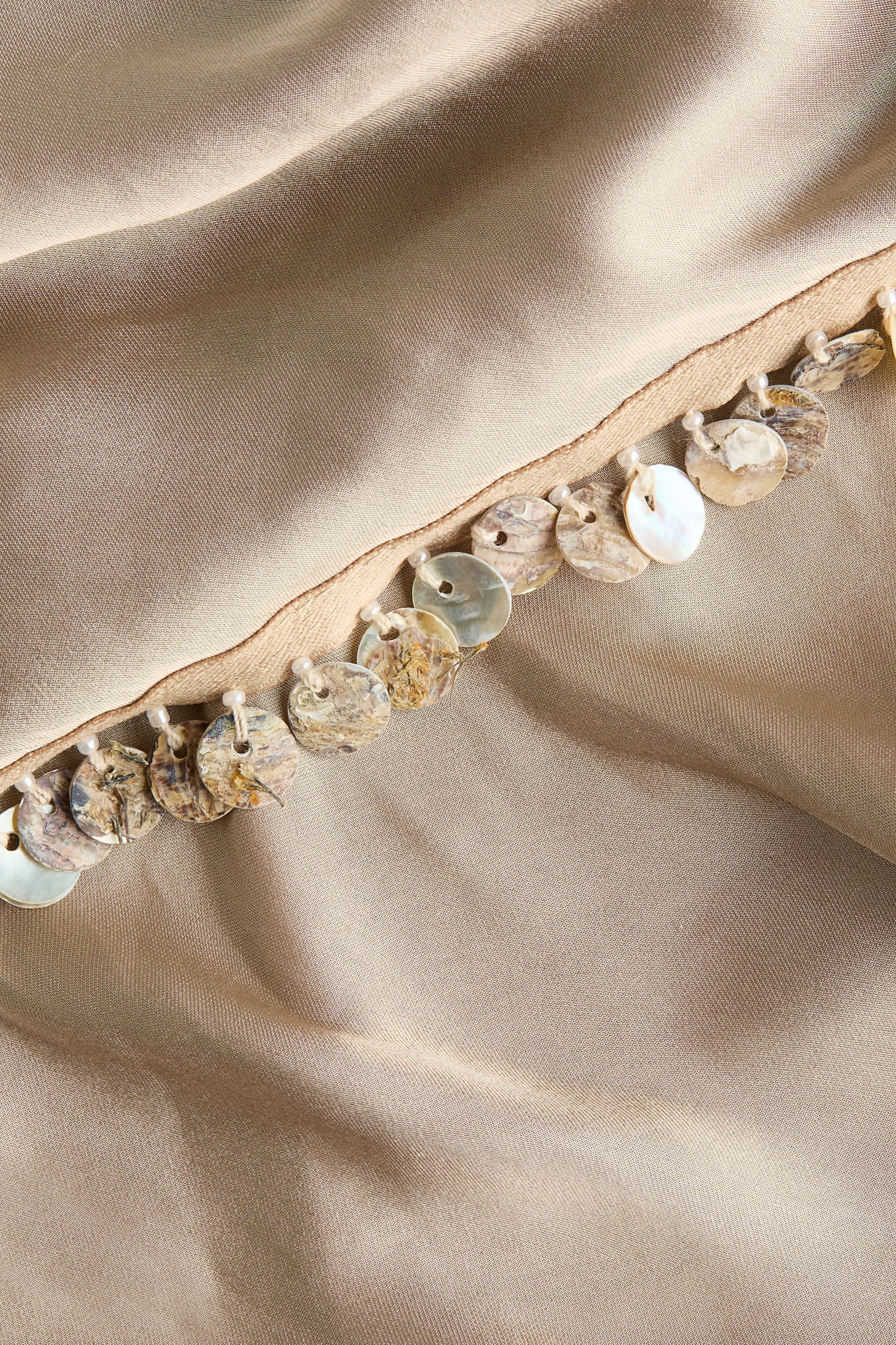Top ornementé à bretelles fines - Beige