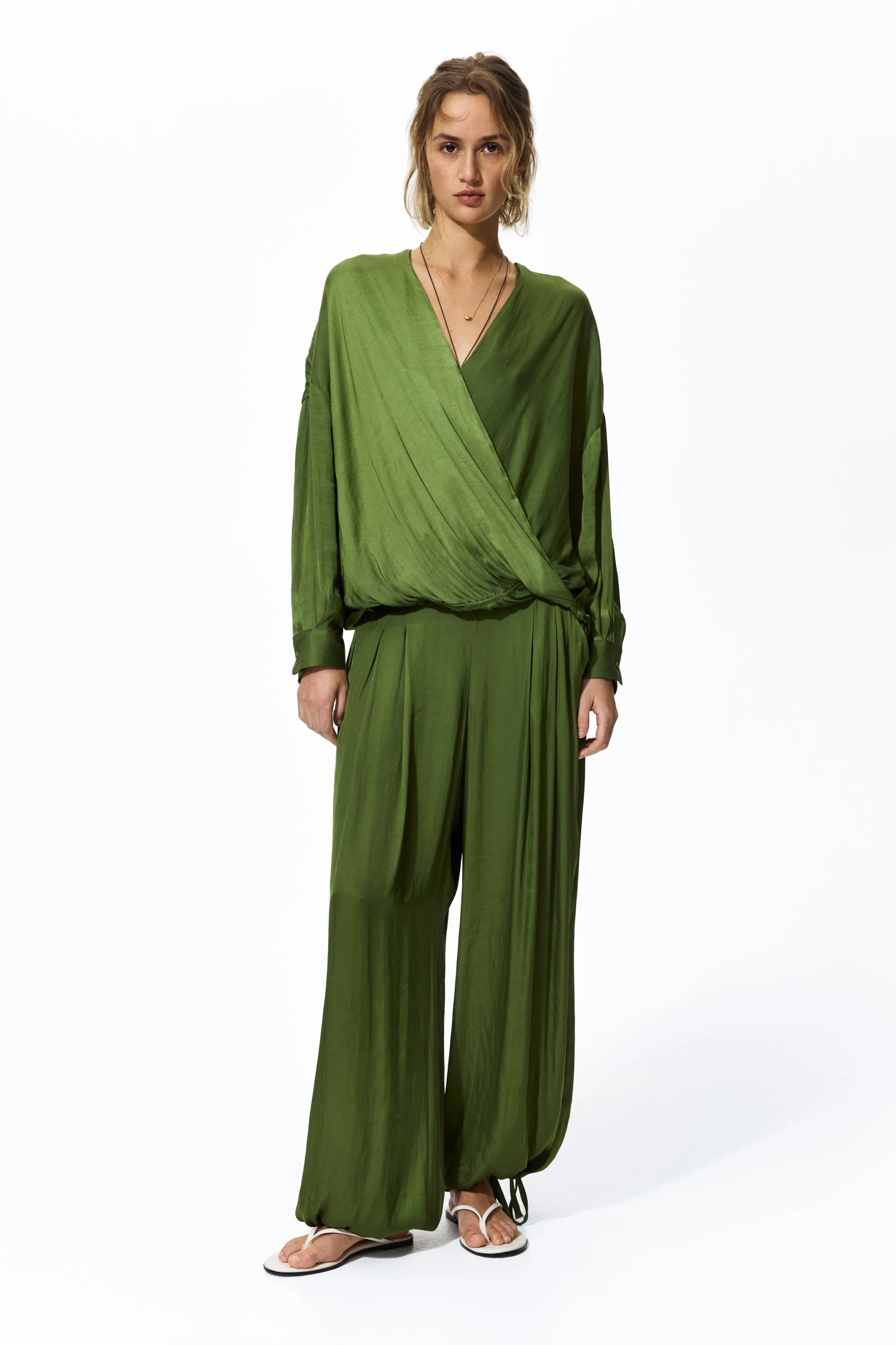 Blouse croisée - Vert olive