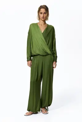 Blouse croisée - Vert olive — photo 1