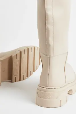 Bottes de hauteur genou - Beige clair — photo 3