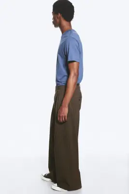 Nate Pantalon Taille Standard Coupe Droite Ample - Rayures fines marron — photo 2