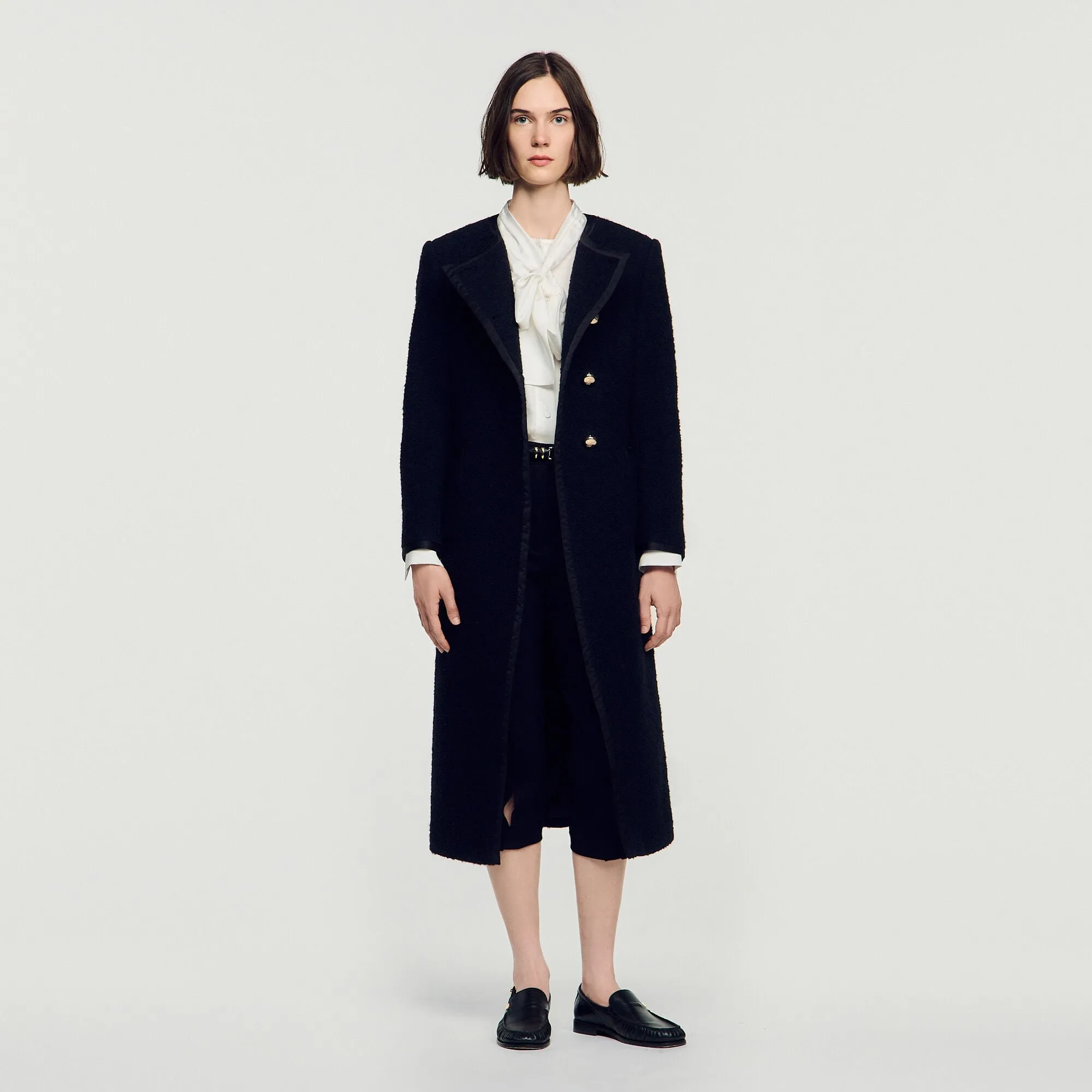 Manteau en tweed à boutons bijoux