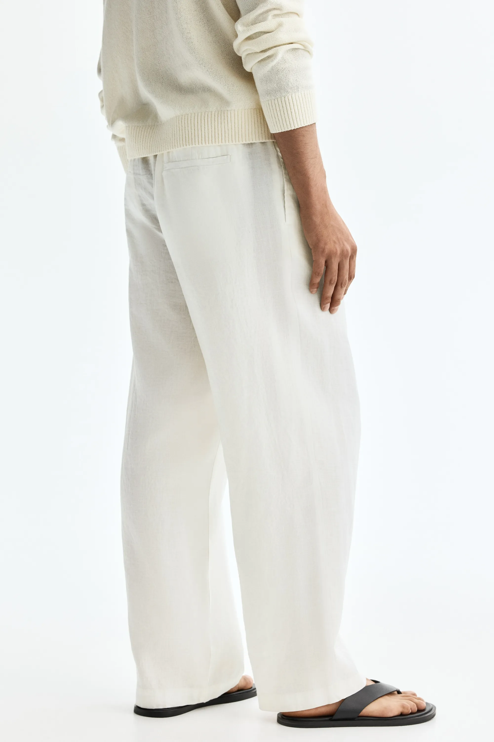 Loose Fit Linen trousers - Crème