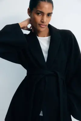 MAMA Manteau avec ceinture à nouer - Noir — photo 3
