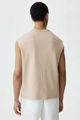 Débardeur Relaxed Fit en jersey - Taupe clair — photo 3