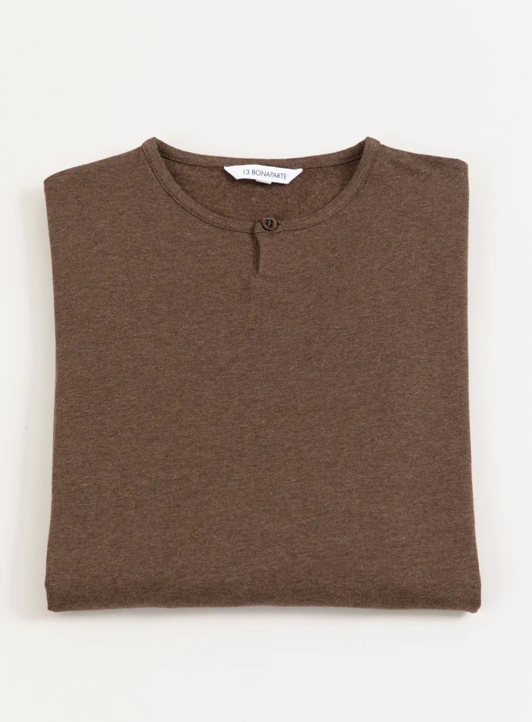 1 Button T-Shirt in Heather Chocolate Cotton & Elastane