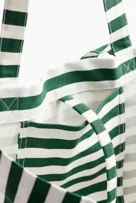 Sac de plage en toile de coton - Vert/rayé — photo 2