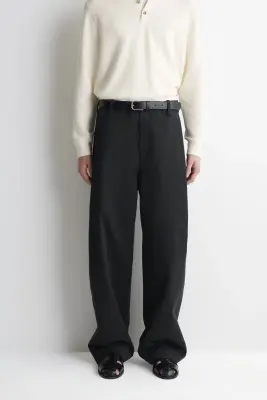 PANTALON LARGE DÉCONTRACTÉ À PLIS - NOIR — photo 4