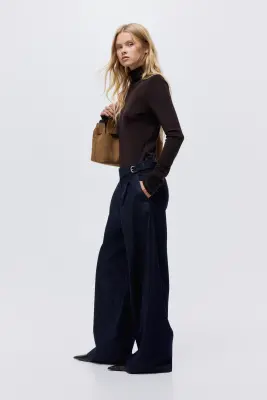 Wide High Jeans - Bleu denim foncé — photo 3