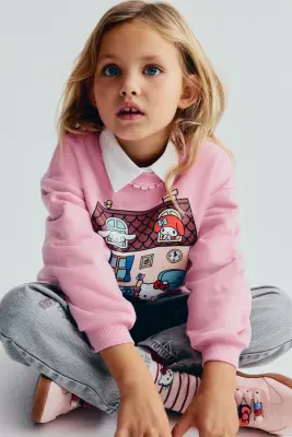 Sweat imprimé avec intérieur brossé - Rose/Hello Kitty — photo 2