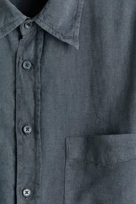 Chemise Relaxed Fit en lin mélangé - Gris foncé — photo 4