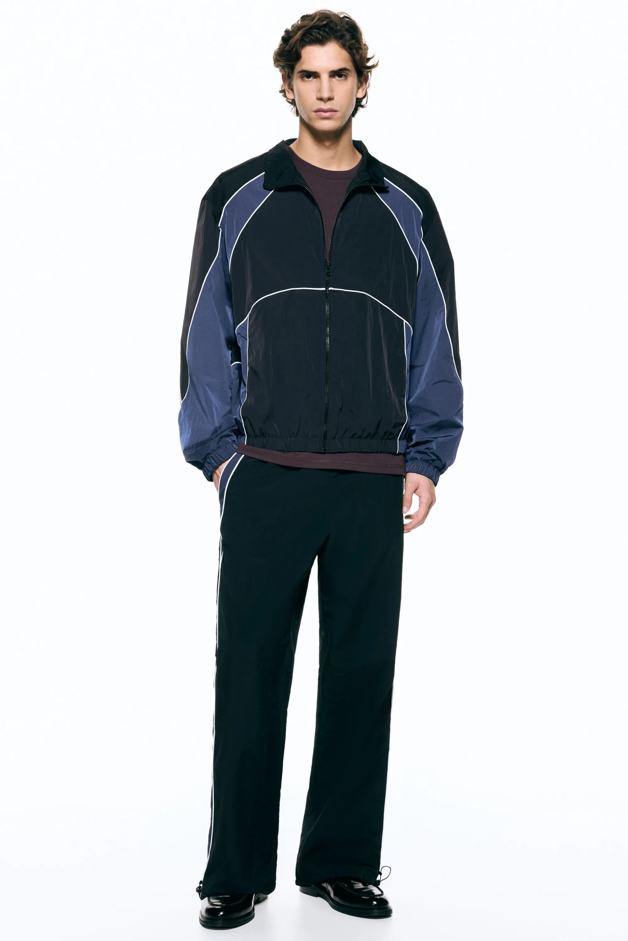 Pantalon de survêtement Loose Fit en nylon - Noir/panneaux