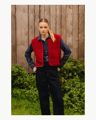 Gilet sans manches Camy rouge en mérinos – Yoko — photo 3