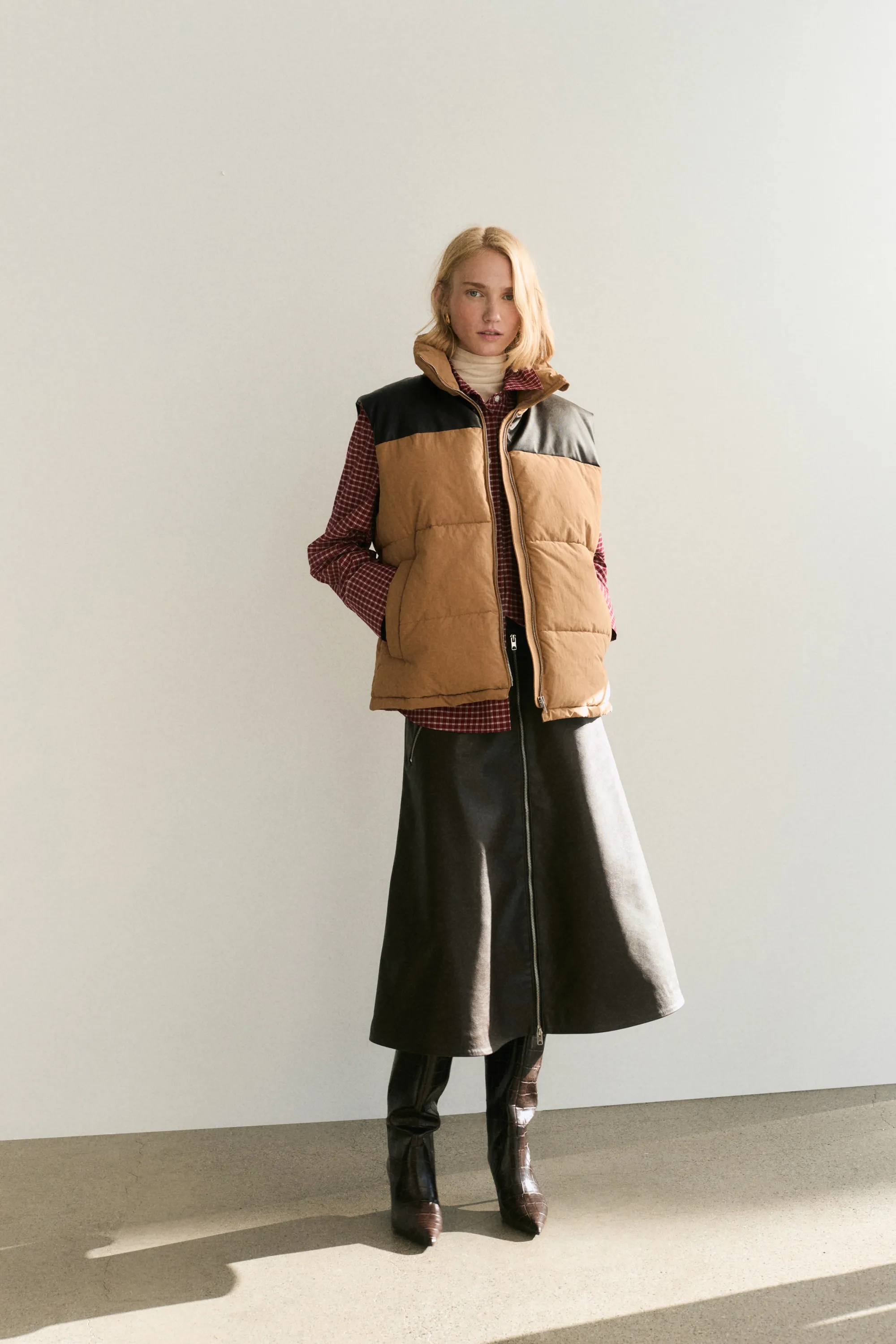 Doudoune sans manches - Beige/color block