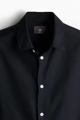 Chemise Slim Fit repassage facile - Bleu marine — photo 2