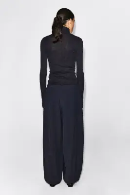 PANTALON FLUIDE BARREL SURPIQUÉ - BLEU MARINE — photo 2