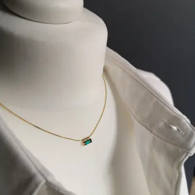 Adèle thin necklace with 3*7 mm crystal — photo 1