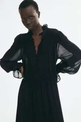 Robe en viscose avec appliqués - Noir — photo 1