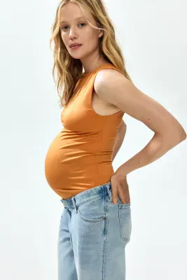 MAMA Top sans manches à encolure bateau - Orange — photo 3