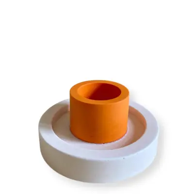 Bougeoir rond blanc cerclage orange — photo 1