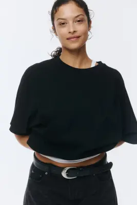 T-shirt avec manches chauve-souris - Noir — photo 1