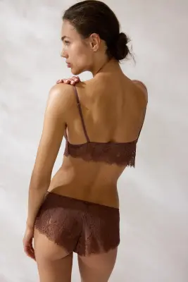 Culotte Shortie en dentelle - Rose ancien foncé — photo 1
