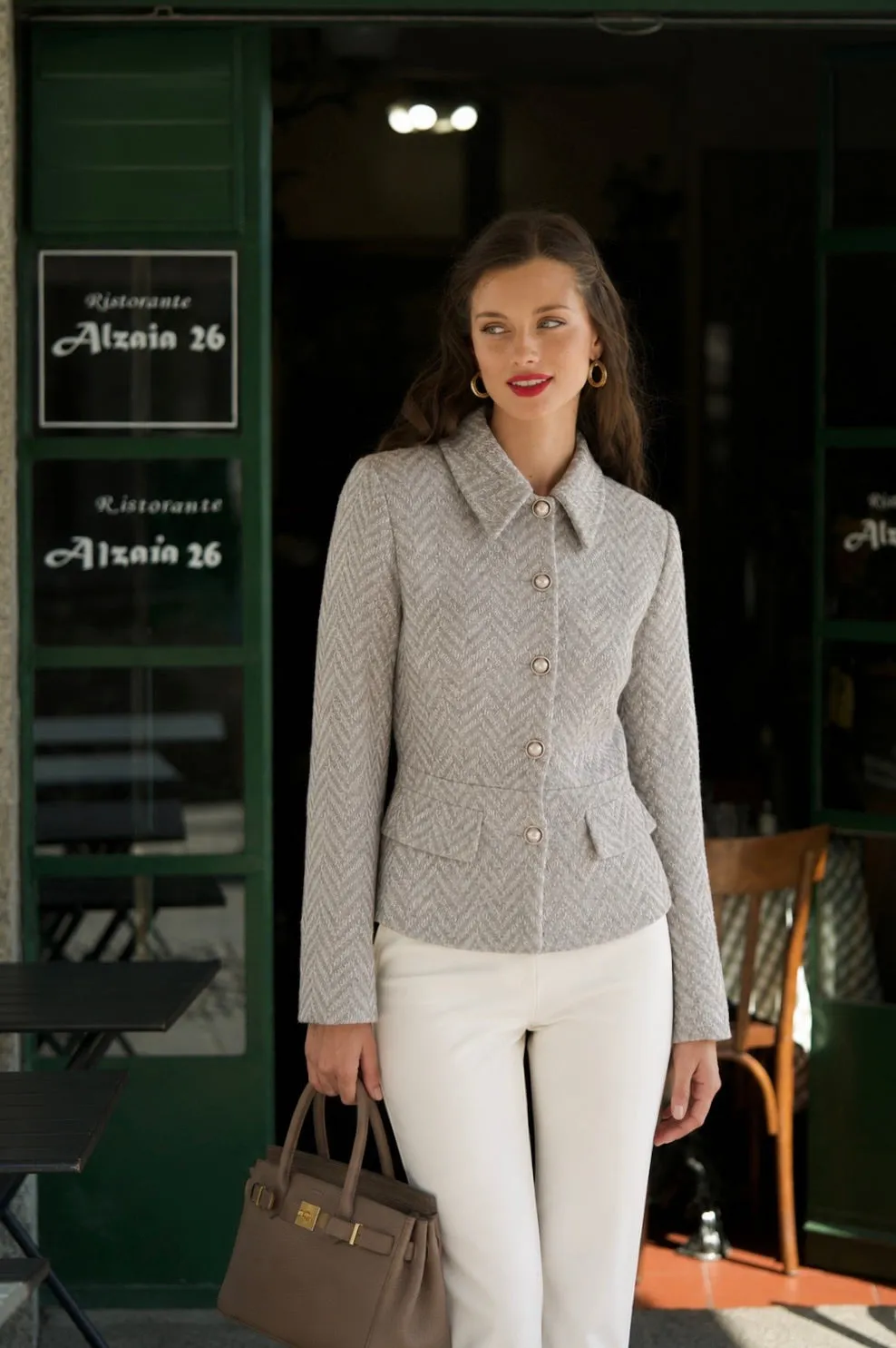 Blanche Short Coat - Grey white