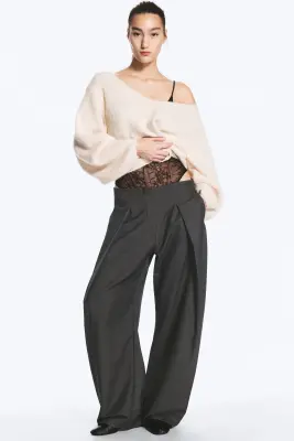 Pantalon ballon taille basse - Gris foncé chiné — photo 1