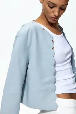 Veste à bords festonnés - Turquoise ancien clair — photo 3