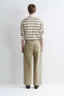 PANTALON DROIT DÉCONTRACTÉ EN SERGÉ DE COTON - SABLE — photo 4