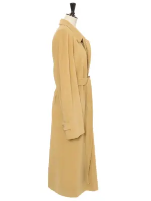 Manteau Homme long ceinturé en cachemire, laine et angora jaune Prix boutique est. 7200€ Taille L — photo 4