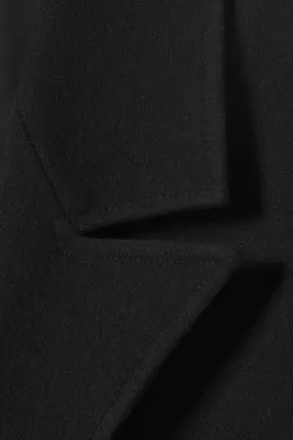 Manteau oversize en laine mélangée à boutonnage simple - Noir — photo 4
