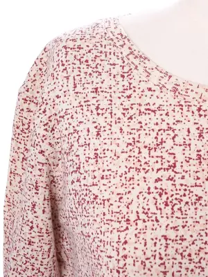 Sweat court col rond en coton blanc imprimé rouge bordeaux et rose Taille S — photo 5