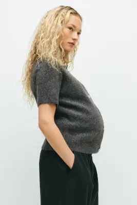 MAMA Gilet avec boutons à strass - Gris foncé chiné — photo 2