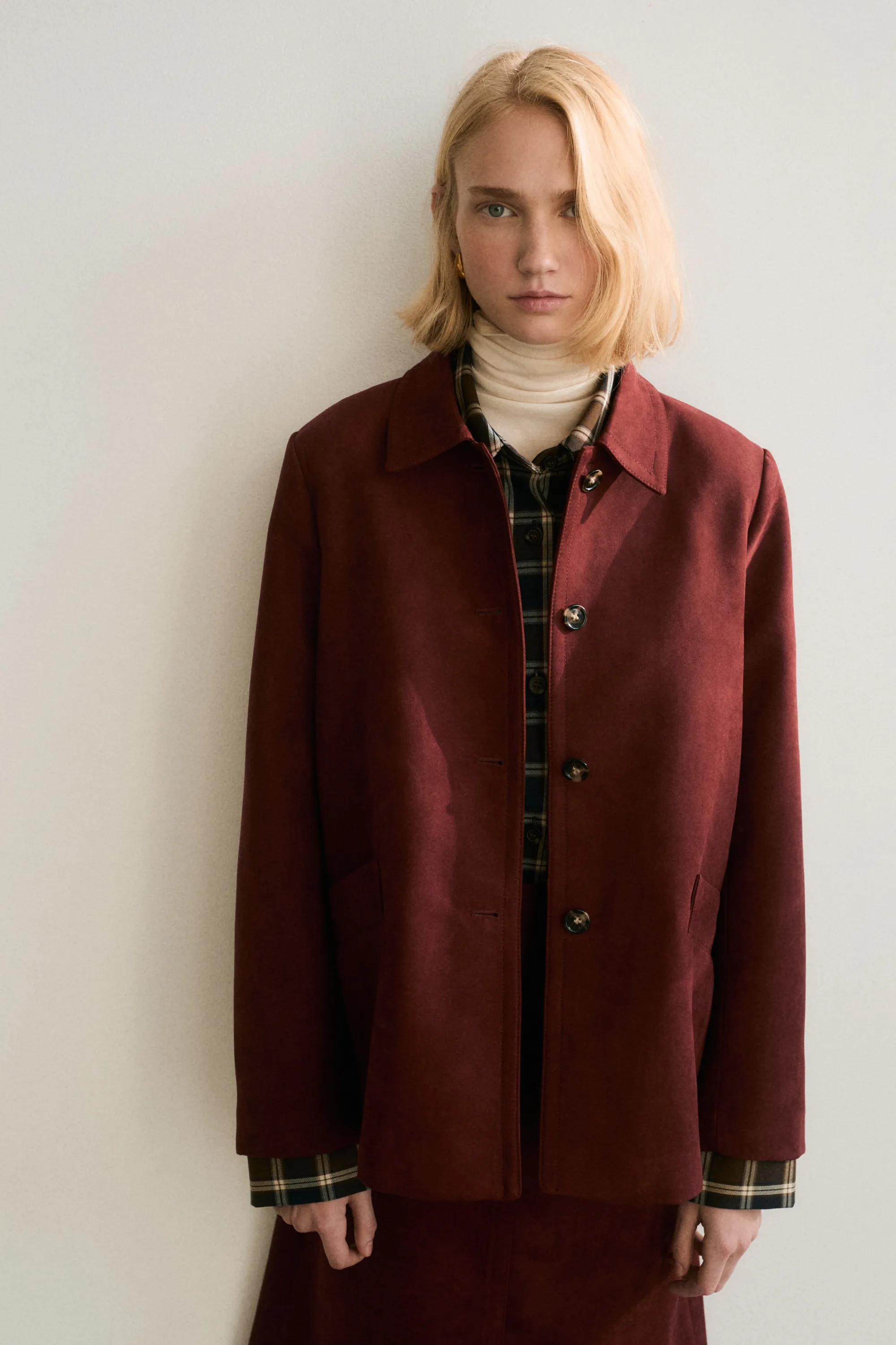 Veste avec col - Rouge foncé