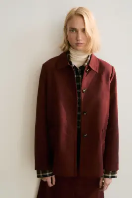 Veste avec col - Rouge foncé — photo 1