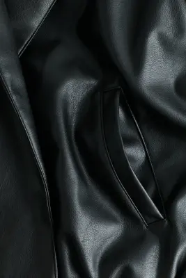 Veste en tissu enduit avec col châle - Noir — photo 3