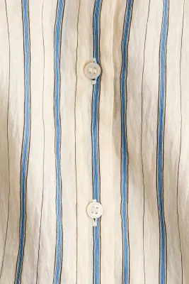 Blouse oversize avec détail façon foulard - Beige clair/rayé — photo 4