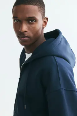 Veste à capuche zippée Oversized Fit - Bleu marine — photo 4