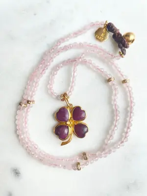 Nouveau ! BOHEMIAN RHAPSODIE PARIS Collier Angelica Rubis Rose — photo 3