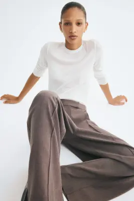 Pantalon chic avec jambes barrel - Taupe foncé — photo 3