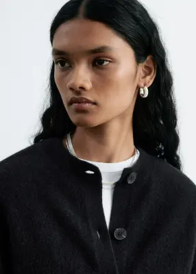 Cardigan en laine mérinos bouillie - Noir — photo 2
