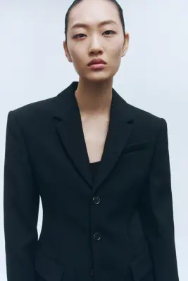 Blazer sablier en laine mélangée - Noir — photo 2