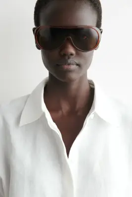 CHEMISE OVERSIZE À MANCHES COURTES EN LIN - BLANC — photo 3